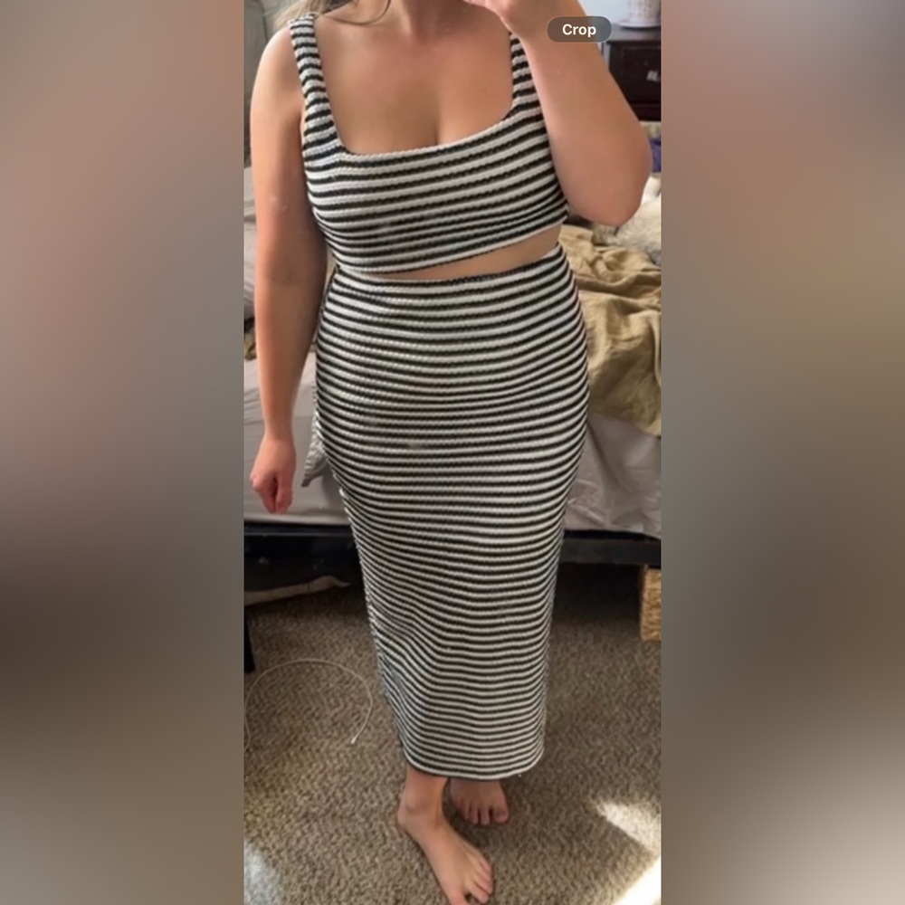 Striped Black and White Skirt Set